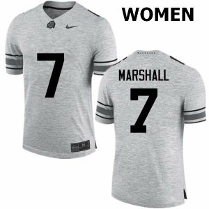 NCAA Ohio State Buckeyes Women's #7 Jalin Marshall Gray Nike Football College Jersey VLT0245EN